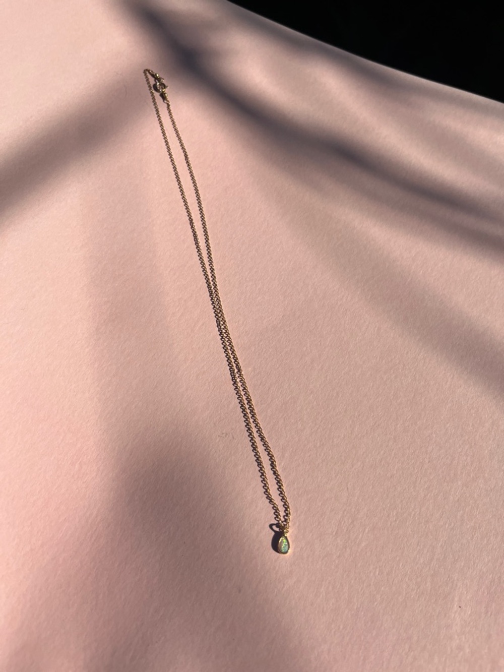 Delicate Gold Teardrop Pendant Necklace in Green